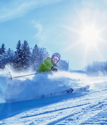 <span>Skiing</span><br />
Snowboarding<br/> in Winter